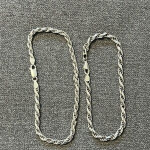 Set of 2 VTG Sterling Silver Twist Chain Bracelets 8” and 9” 925 Italy ALFI 20g